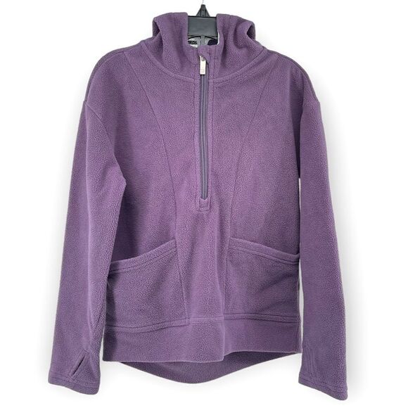 All In Motion Girl’s Purple Half Zip Hooded Pullover Fleece Sweatshirt Size 6/6X - Picture 1 of 12